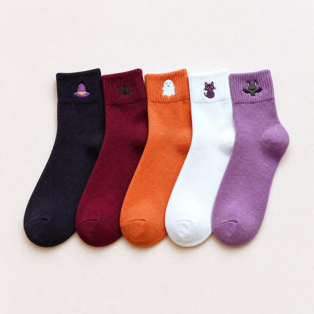 Pastel Halloween socks set of 5 designs
