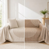 Both faces of the reversible cover, cream with tan arches and tan with cream arches