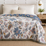 Rustic Jacquard Floral Throw Blanket - Reversible 100% Cotton