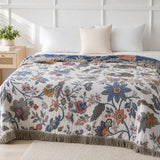 Rustic Jacquard Floral Throw Blanket - Reversible 100% Cotton
