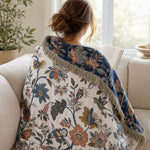 Rustic Jacquard Floral Throw Blanket - Reversible 100% Cotton