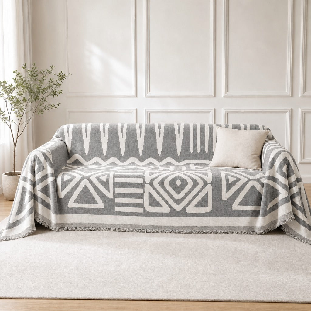 Pet-Friendly Boho Couch Cover · Dove Gray