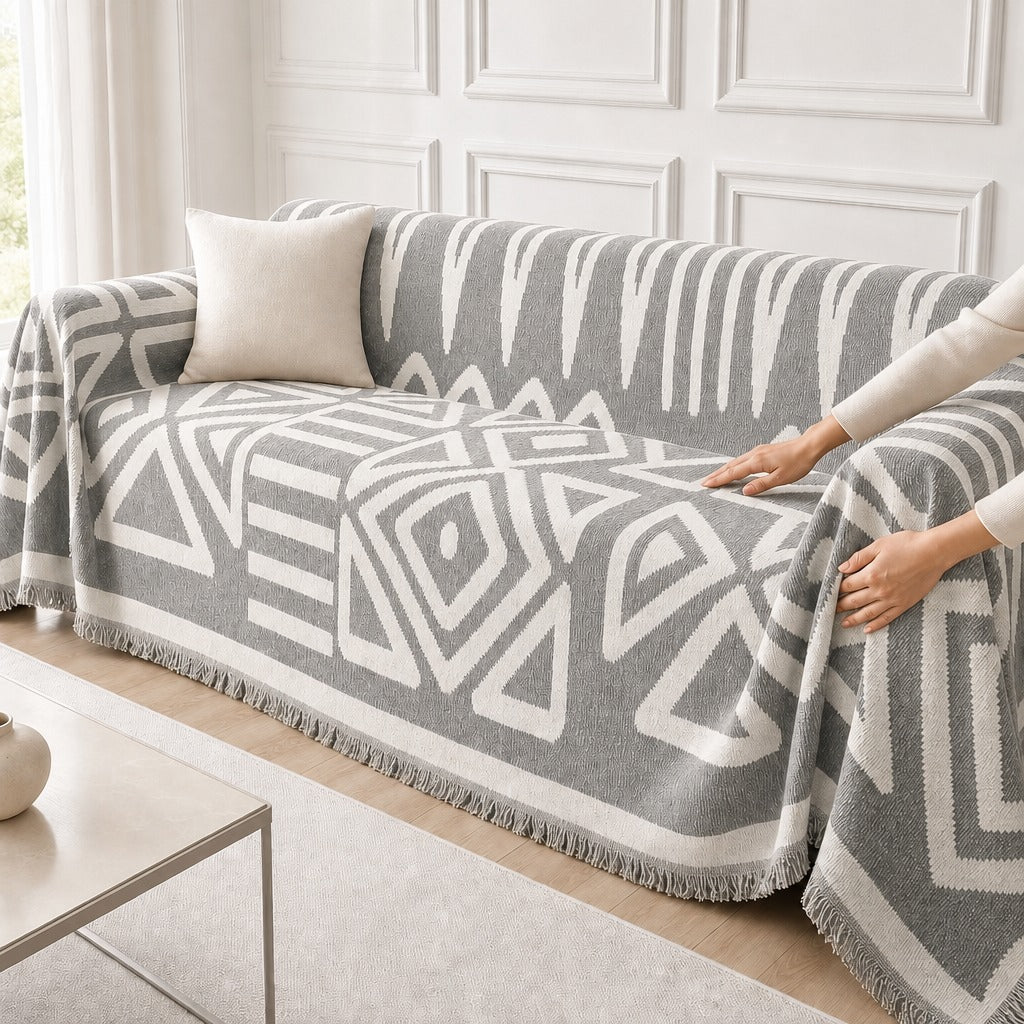 Pet-Friendly Boho Couch Cover · Dove Gray