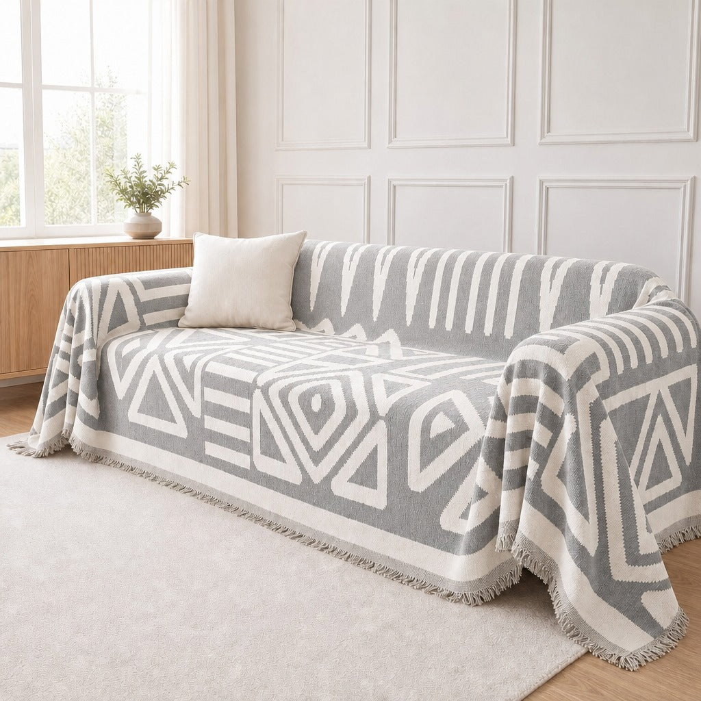 Pet-Friendly Boho Couch Cover - Dove Gray