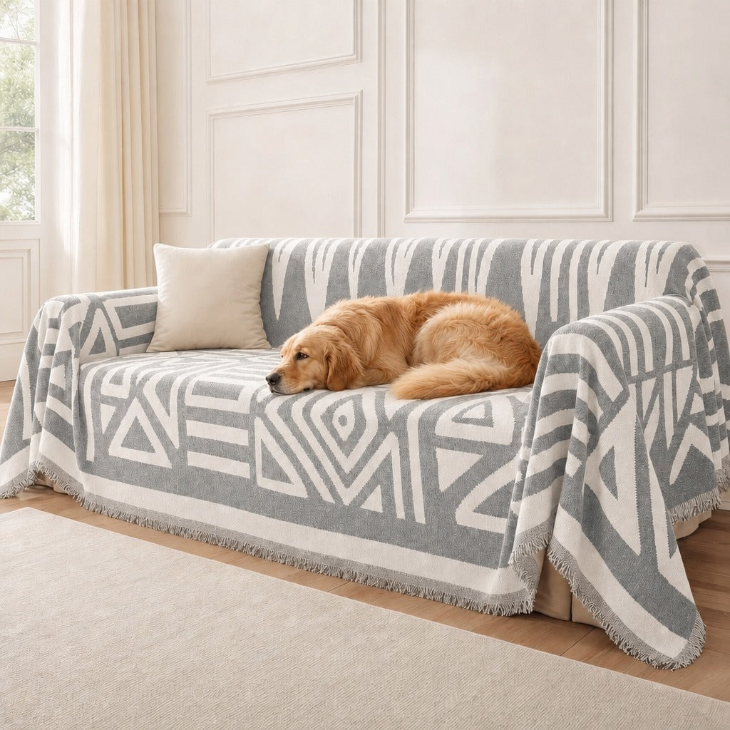 Pet-Friendly Boho Couch Cover · Dove Gray