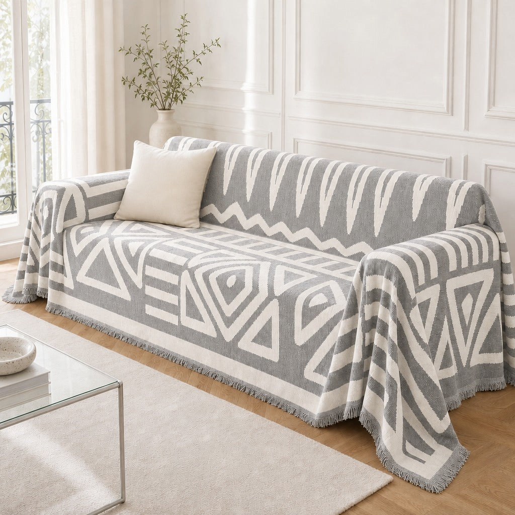 Pet-Friendly Boho Couch Cover · Dove Gray