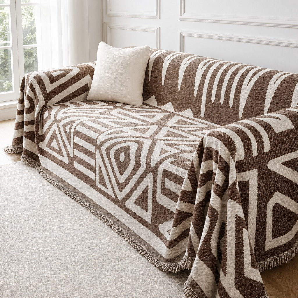 Pet-Friendly Boho Couch Cover · Mocha