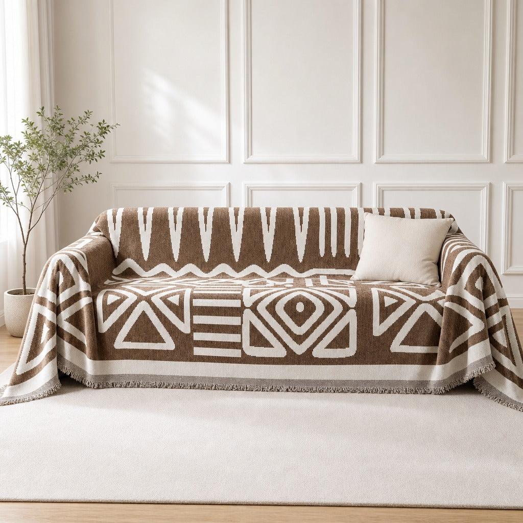 Pet-Friendly Boho Couch Cover · Mocha