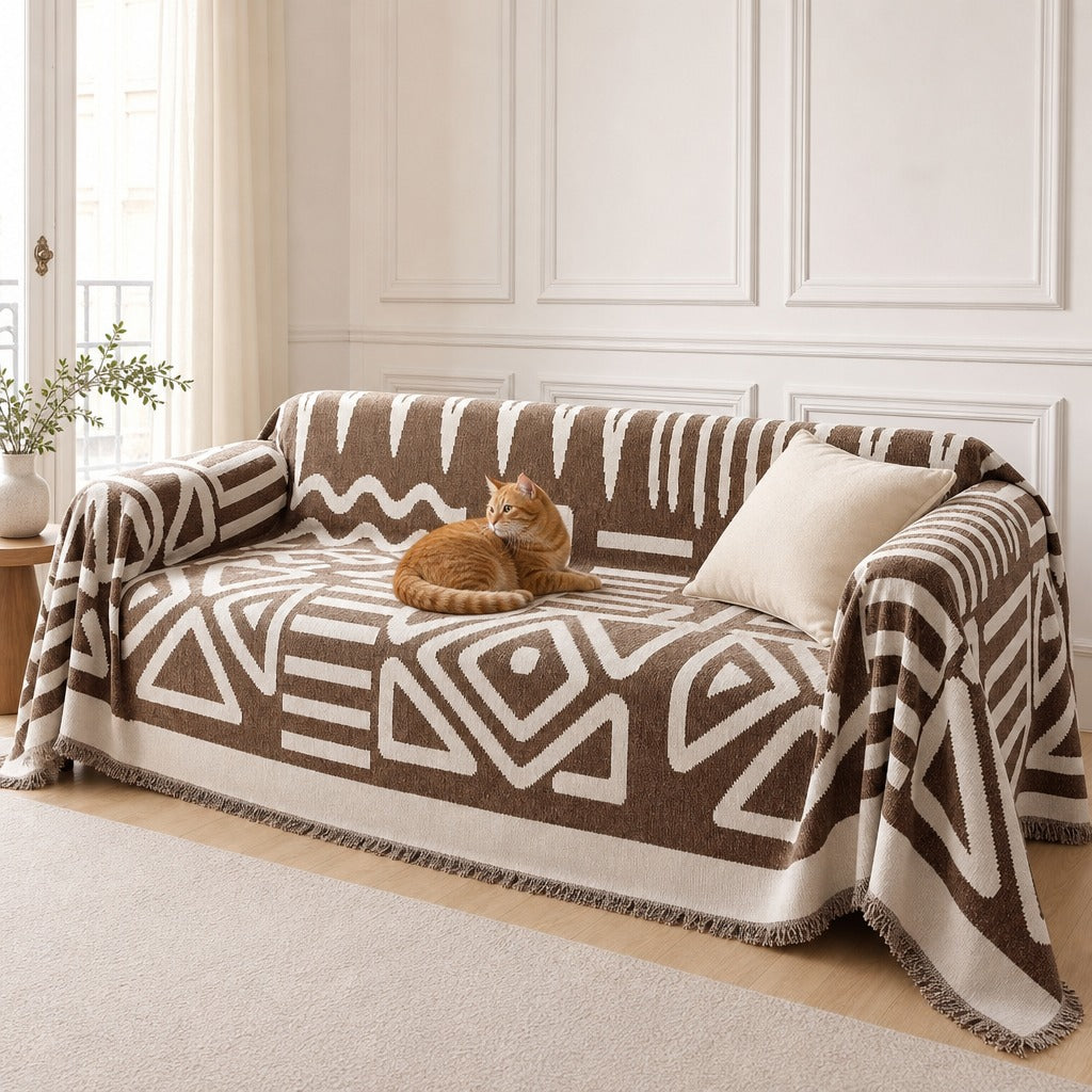 Pet-Friendly Boho Couch Cover · Mocha