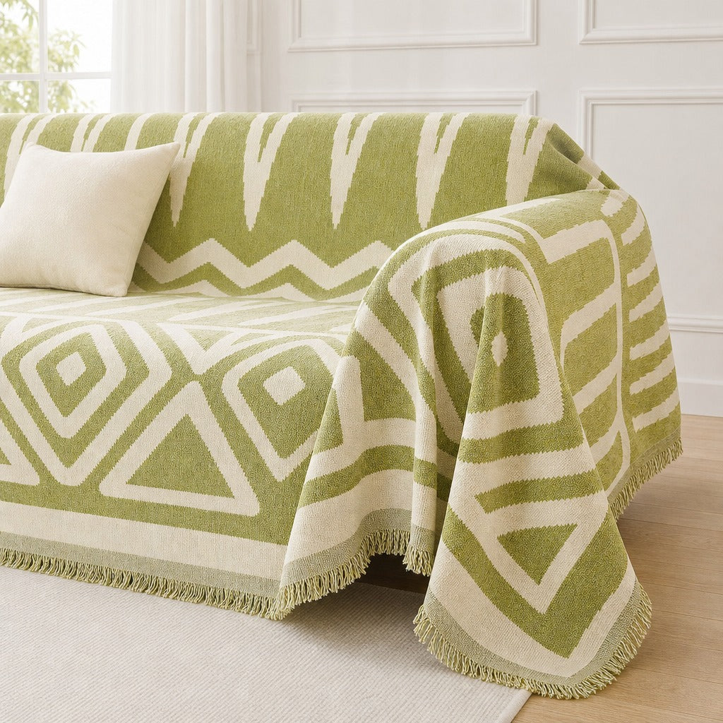 Pet-Friendly Boho Couch Cover · Olive Green