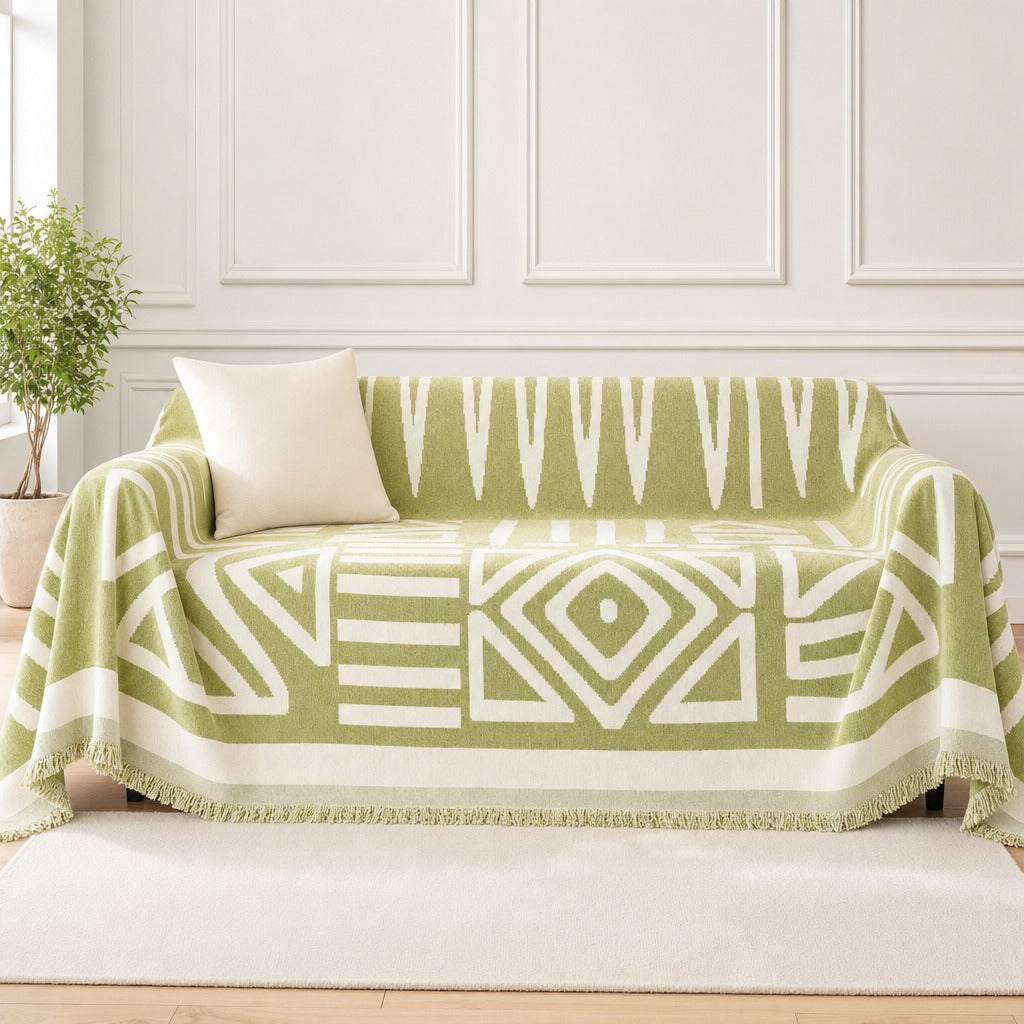 Pet-Friendly Boho Couch Cover · Olive Green