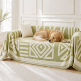 Pet-Friendly Boho Couch Cover · Olive Green