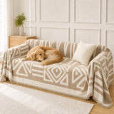 boho couch cover sand beige pet dog