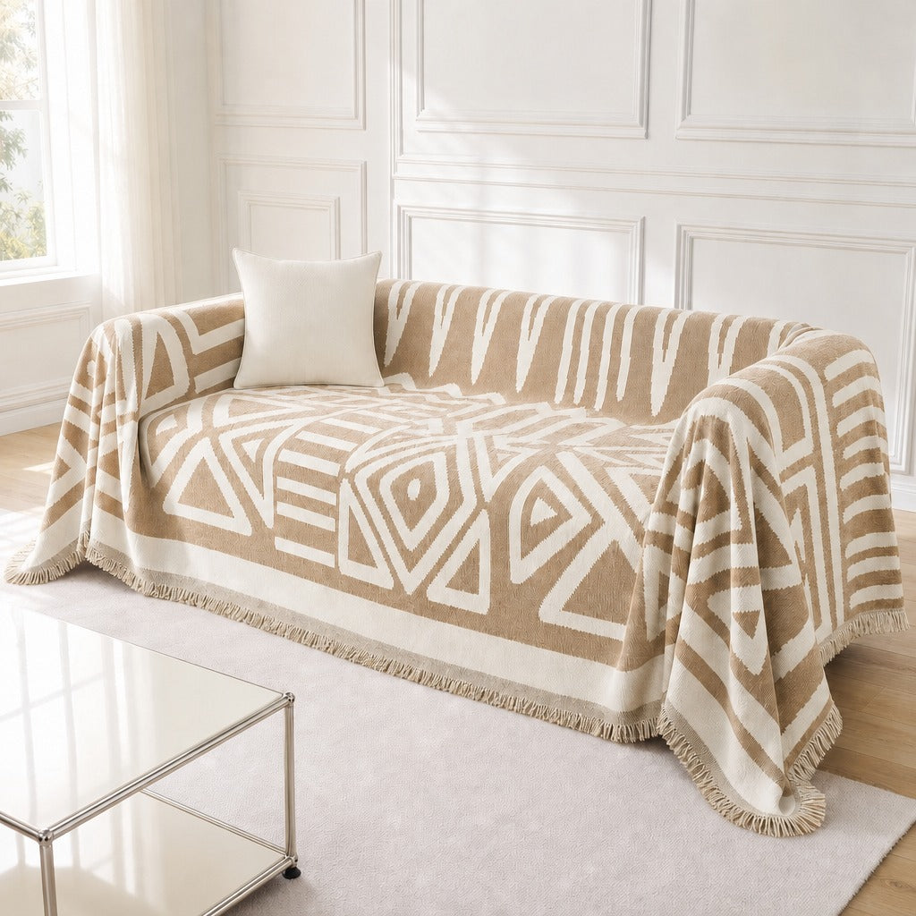 Pet-Friendly Boho Couch Cover · Sand Beige