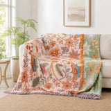 Boho Floral Throw Blanket · Reversible 100% Cotton - Vintage Floral