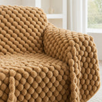 Pet-Friendly Plush Couch Cover · Honeycomb Beige