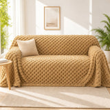 Pet-Friendly Plush Couch Cover · Honeycomb Beige