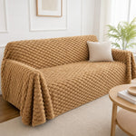 Pet-Friendly Plush Couch Cover · Honeycomb Beige