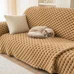 Pet-Friendly Plush Couch Cover · Honeycomb Beige