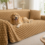 Pet-Friendly Plush Couch Cover · Honeycomb Beige