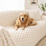 Pet-Friendly Plush Couch Cover · Vanilla Cream