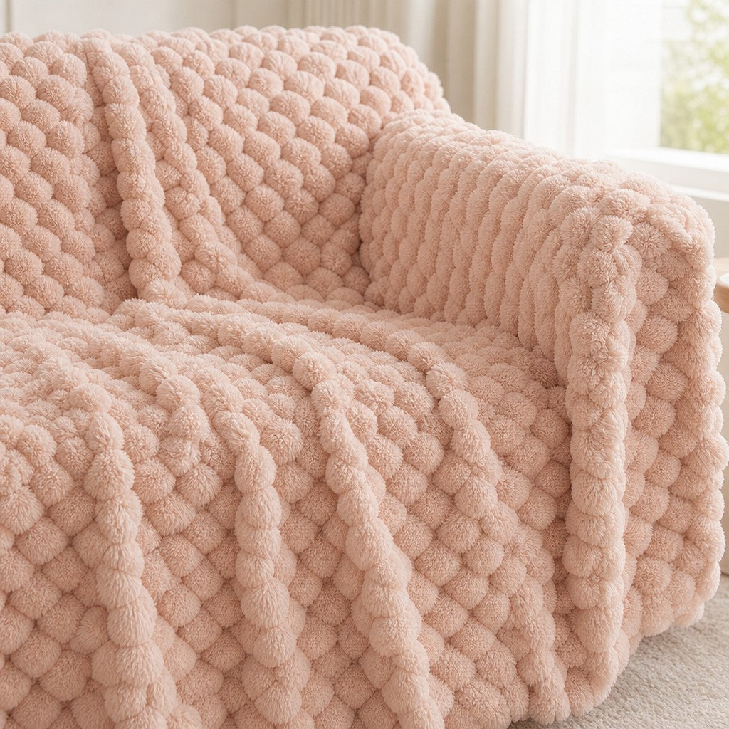 Pet-Friendly Plush Couch Cover · Blush Pink