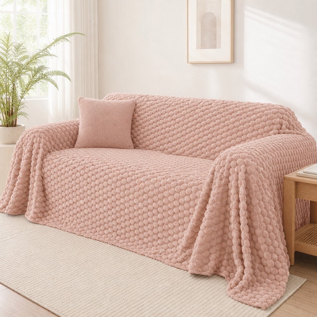 Pet-Friendly Plush Couch Cover · Blush Pink