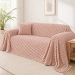 Pet-Friendly Plush Couch Cover · Blush Pink