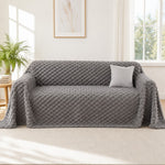 Pet-Friendly Plush Couch Cover · Slate Gray