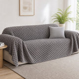 Pet-Friendly Plush Couch Cover · Slate Gray
