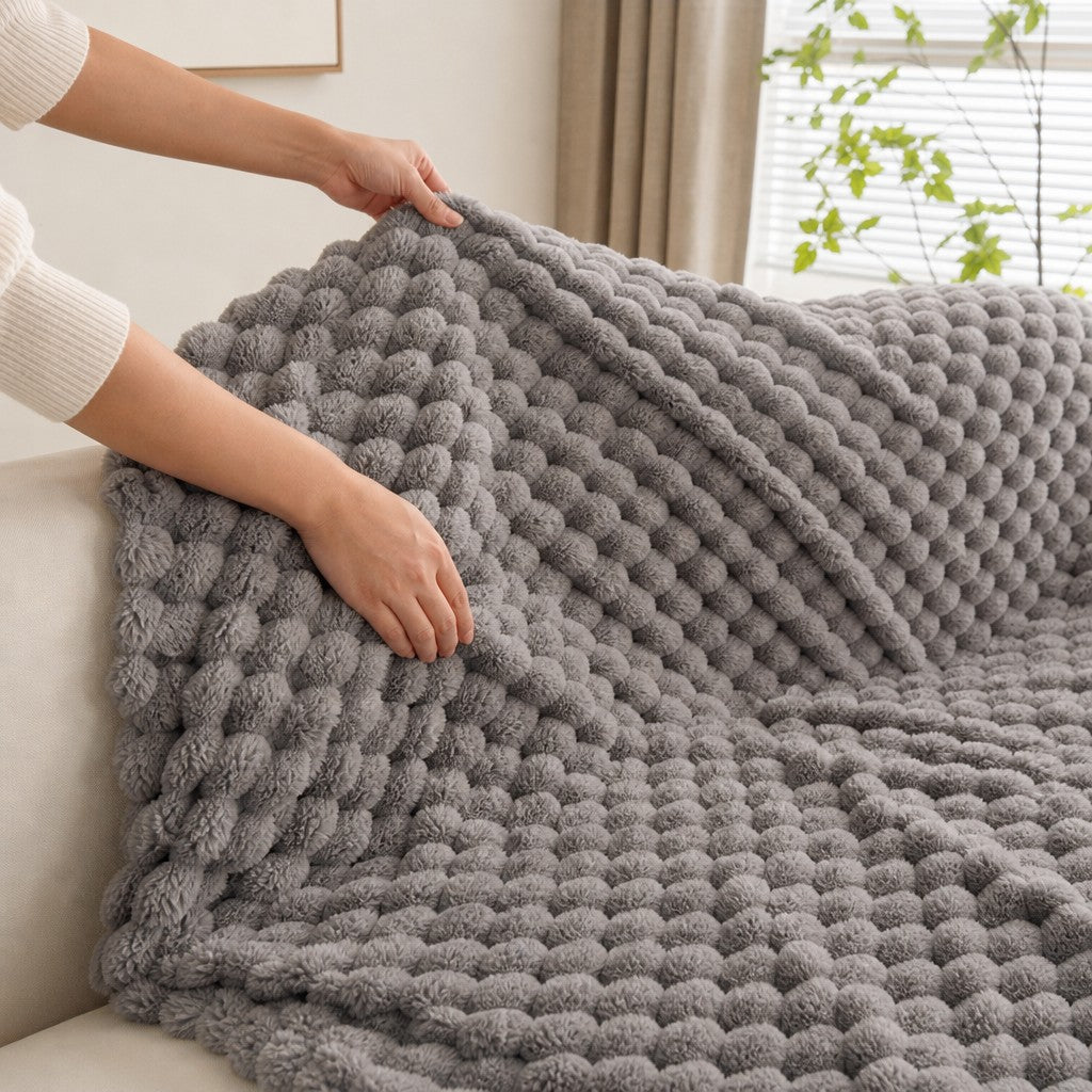 Pet-Friendly Plush Couch Cover · Slate Gray