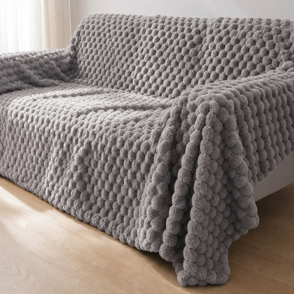 Pet-Friendly Plush Couch Cover · Slate Gray