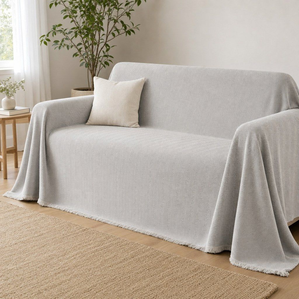 The Pet-Friendly Couch Cover in Cloud Gray