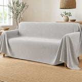 Pet-Friendly Herringbone Couch Cover · Gray Cloud - wide drape