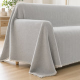 Pet-Friendly Herringbone Couch Cover · Gray Cloud - corner detail
