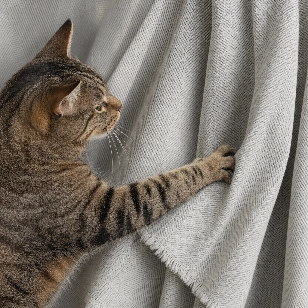 Pet-Friendly Herringbone Couch Cover · Gray Cloud - cat anti-scratch