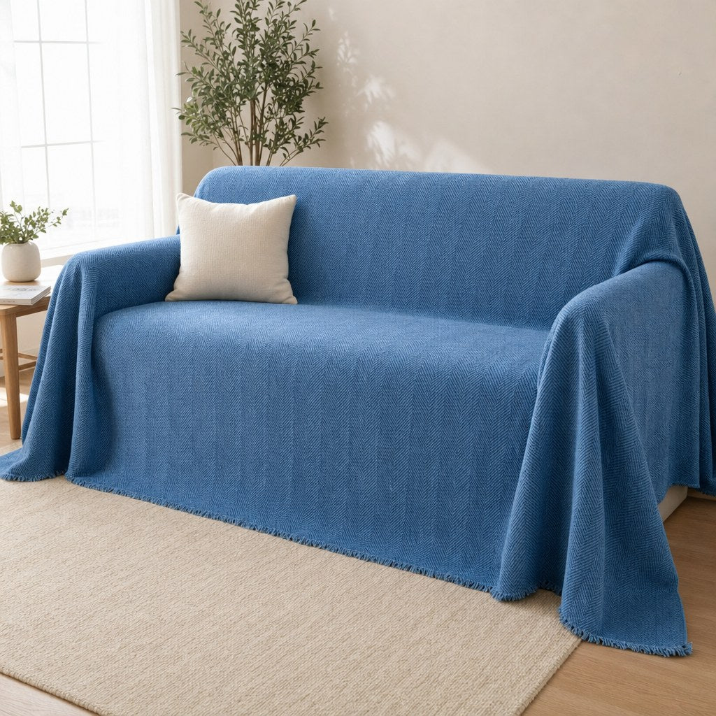 The Pet-Friendly Couch Cover in Ocean Blue