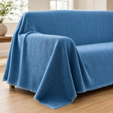 Pet-Friendly Herringbone Couch Cover · Ocean Indigo - corner detail