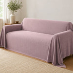 Pet-Friendly Herringbone Couch Cover · Mist Lilac - wide drape