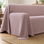 Pet-Friendly Herringbone Couch Cover · Mist Lilac - corner detail