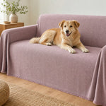 Pet-Friendly Herringbone Couch Cover · Mist Lilac - pet dog