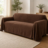Pet-Friendly Herringbone Couch Cover · Chestnut Mocha - wide drape