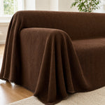 Pet-Friendly Herringbone Couch Cover · Chestnut Mocha - corner detail