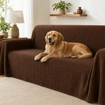 Pet-Friendly Herringbone Couch Cover · Chestnut Mocha - pet dog