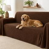 Pet-Friendly Herringbone Couch Cover · Chestnut Mocha - pet dog