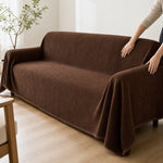 Pet-Friendly Herringbone Couch Cover · Chestnut Mocha - hands install