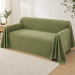 Pet-Friendly Herringbone Couch Cover · Moss Green - wide drape
