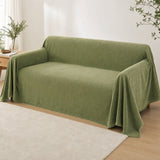Pet-Friendly Herringbone Couch Cover · Moss Green - wide drape