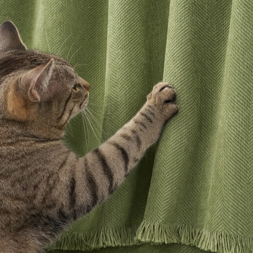 Pet-Friendly Herringbone Couch Cover · Moss Green - cat anti-scratch