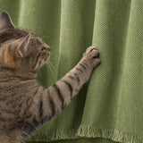 Pet-Friendly Herringbone Couch Cover · Moss Green - cat anti-scratch